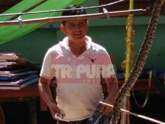 Locale caught a python from the heart of Kamalpur town: Informed the forest department to hand it over Locale caught a python from the heart of Kamalpur town: Informed the forest department to hand it over
